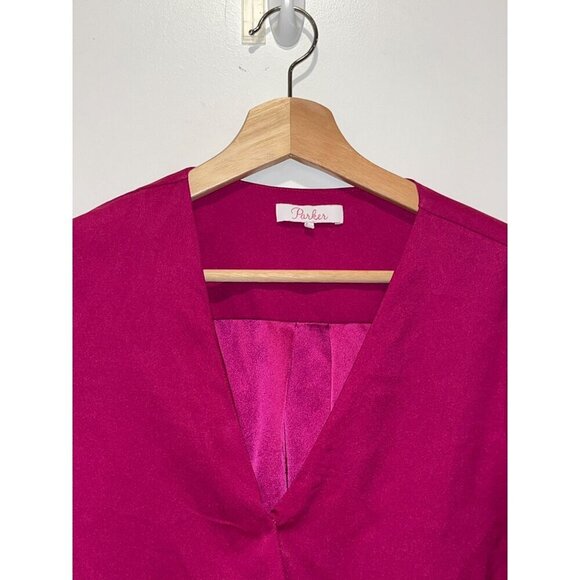 Parker Fuchsia Long Sleeve Button Cuffs Wrap Blouse Women's Size XS - Picture 2 of 9